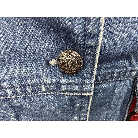 VTG Blue Jean Denim Vest Patchwork Denim Floral‎ Lace Handcrafted Boho Cottage - Picture 4 of 8